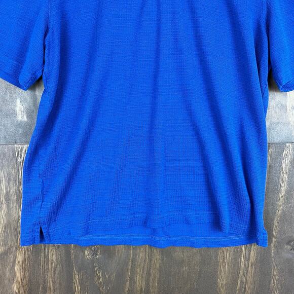 Jhane Barnes Mens Shirt Blue Polo Silk & Spandex Short Sleeve Square Pattern M - Picture 5 of 14
